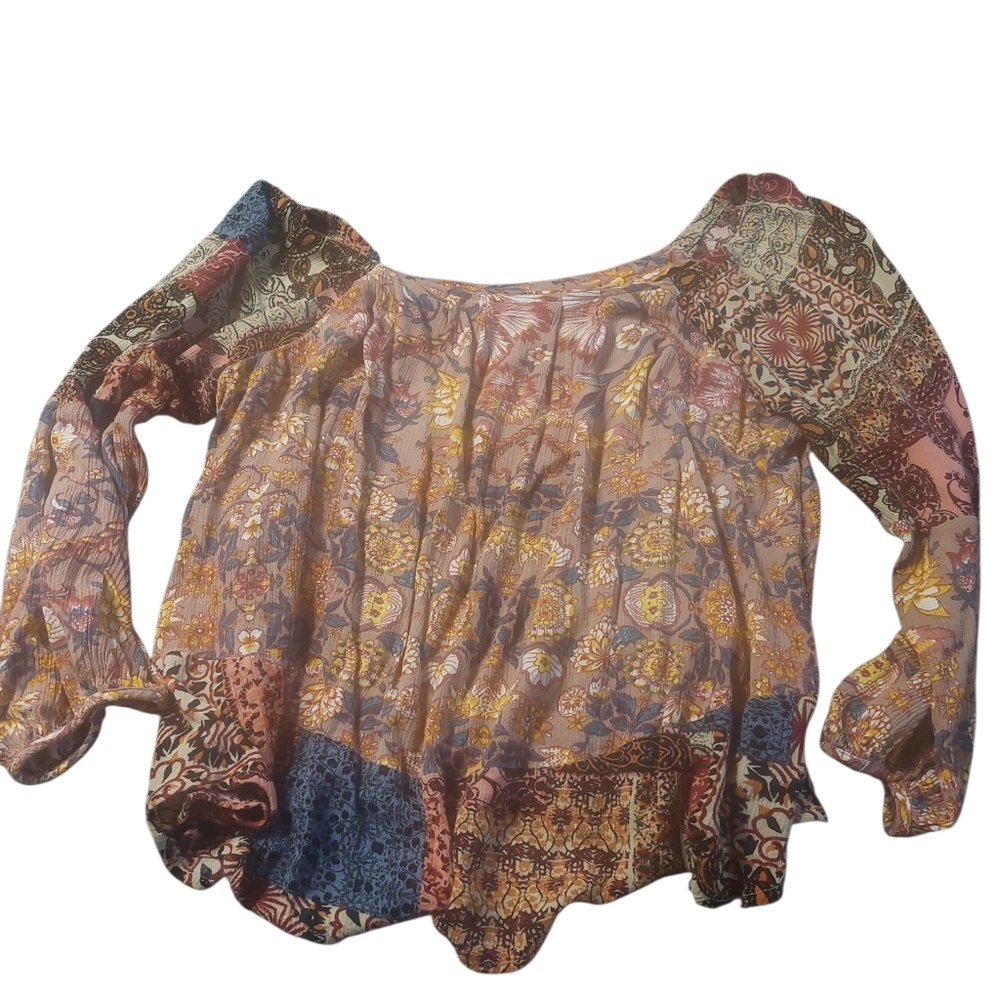 Umgee Multicolor Patchwork Blouse - image 1